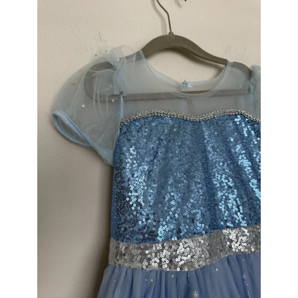 Elsa Costume Dress Girls Size 7-8 Sparkle Halloween Dress Up Princess